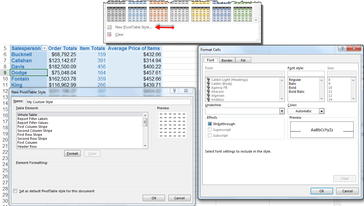 Dressing Up Your PivotTable Design - Change the Color